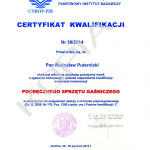 Certyfikat kwalifikacji w zakresie konserwacji  podręcznego sprzętu gaśniczego