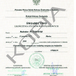 PWSOŚ - świadectwo ukończenia studiów podyplomowych